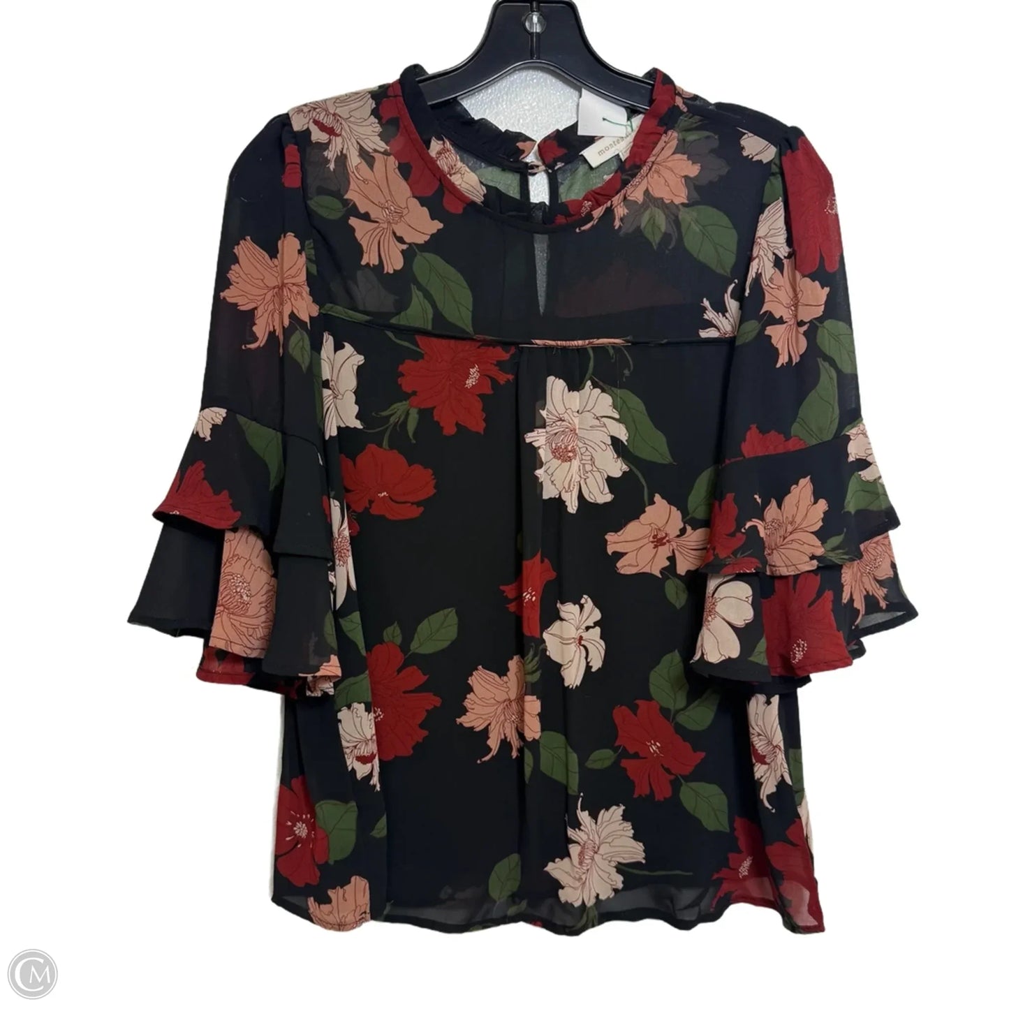 Top Short Sleeve By Monteau In Floral Print, Size: L