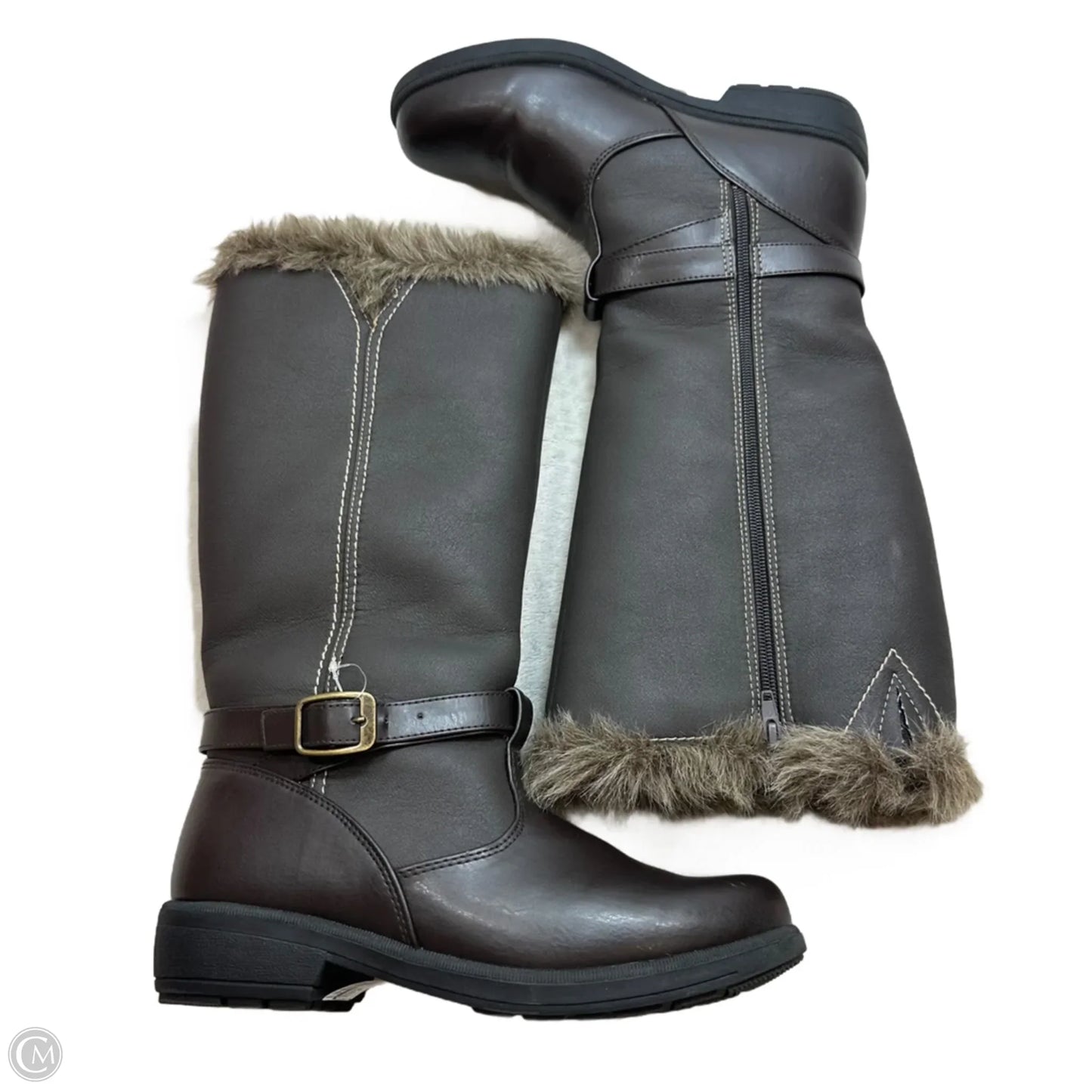 Boots Knee Flats By Clothes Mentor In Brown, Size: 9