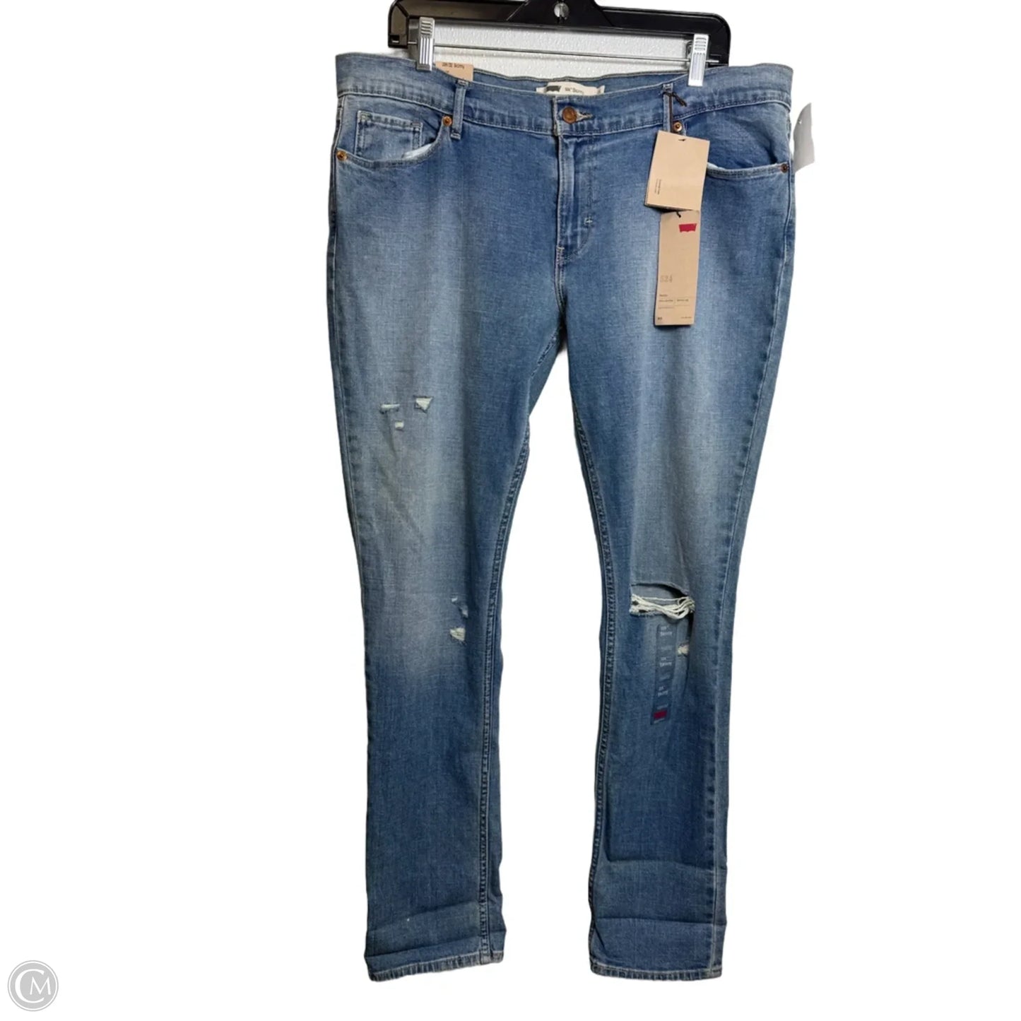 Jeans Straight By Levis In Blue Denim, Size: 14