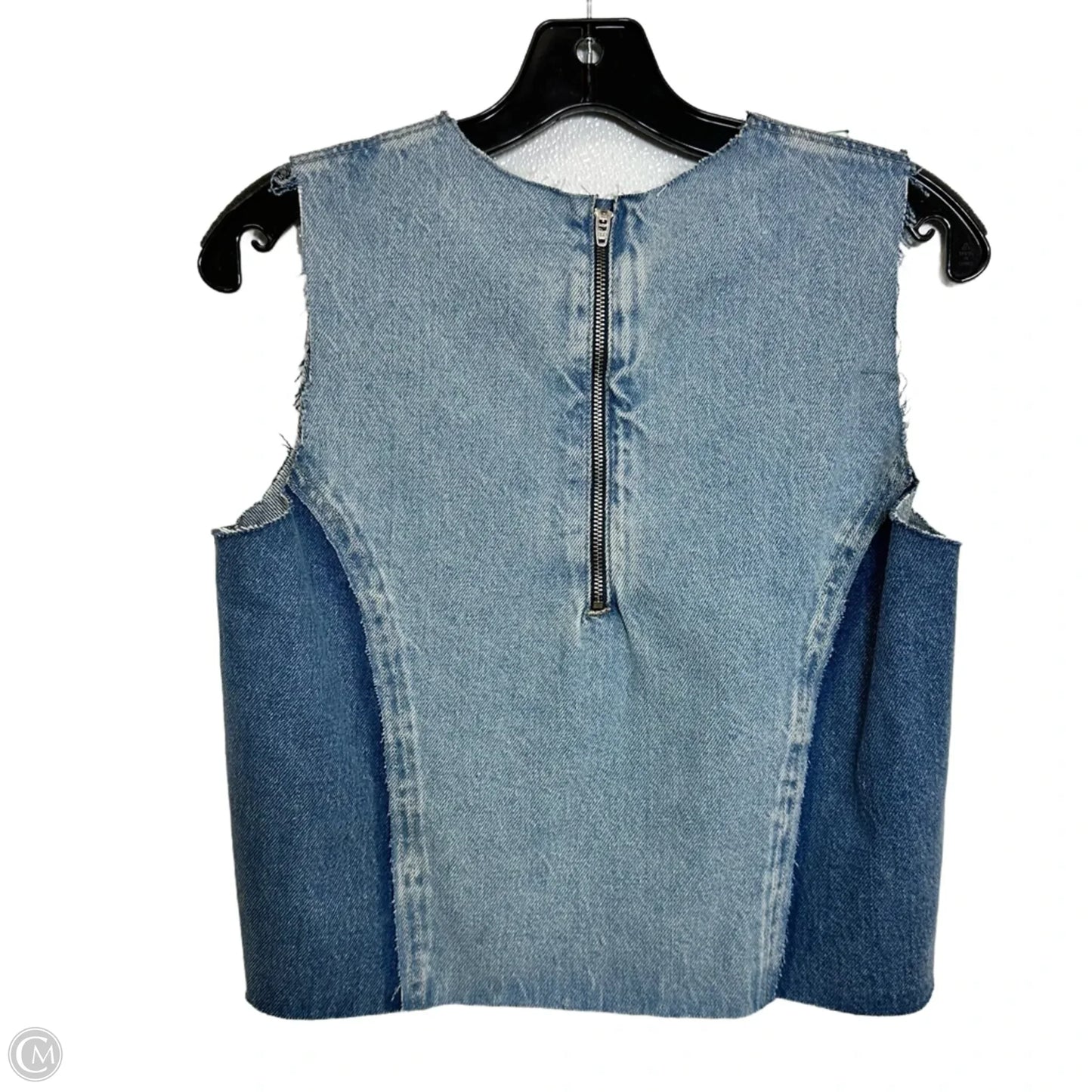 Top Sleeveless Basic By Zara In Blue Denim, Size: M