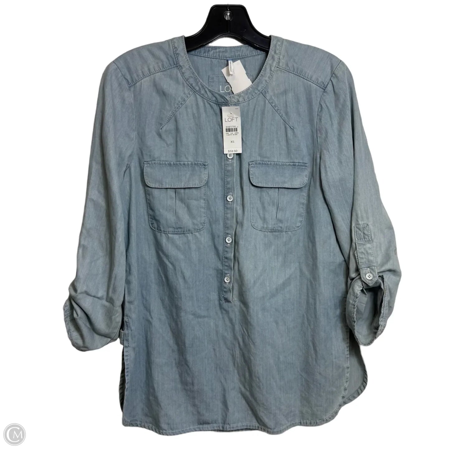 Top Long Sleeve By Loft In Blue Denim, Size: Xs