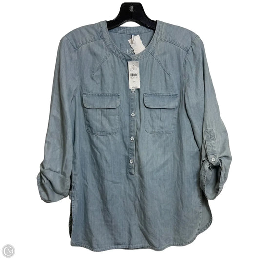Top Long Sleeve By Loft In Blue Denim, Size: Xs