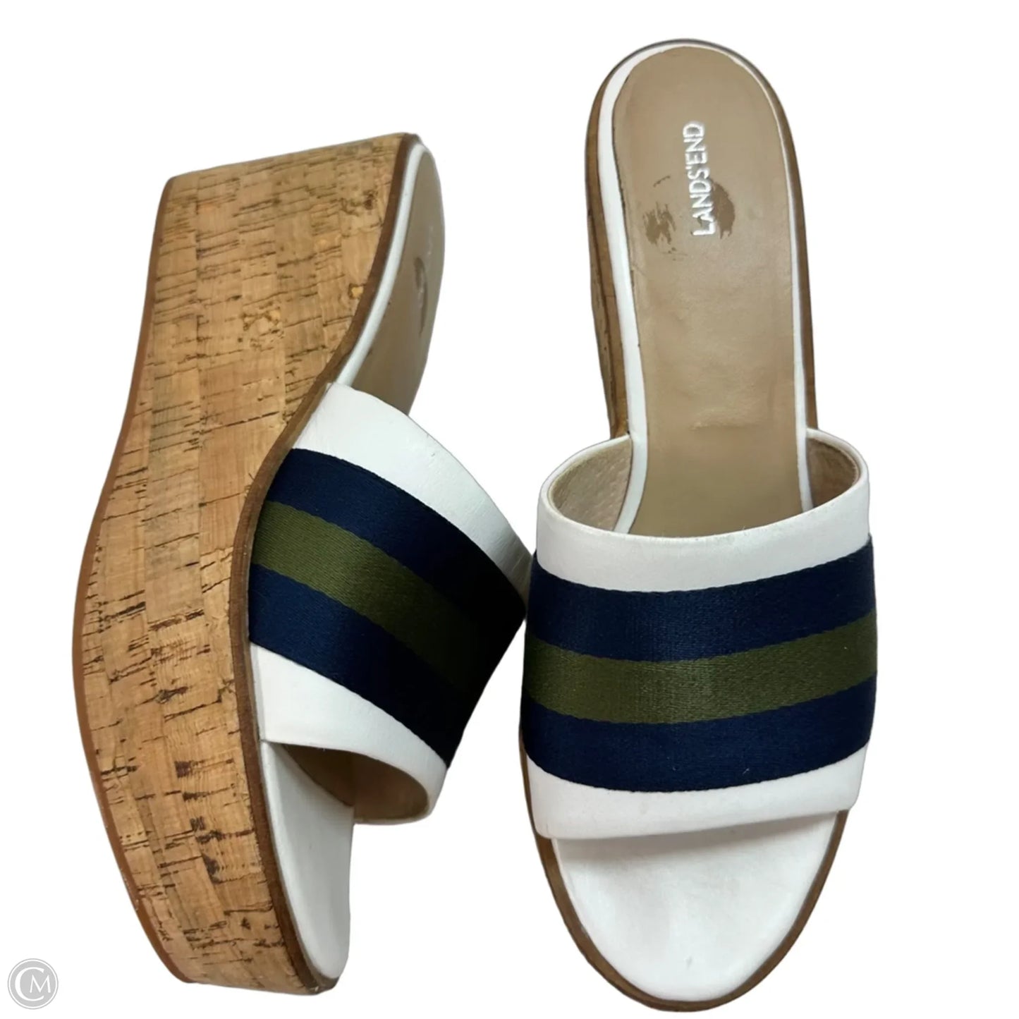 Sandals Heels Block By Lands End In White, Size: 9