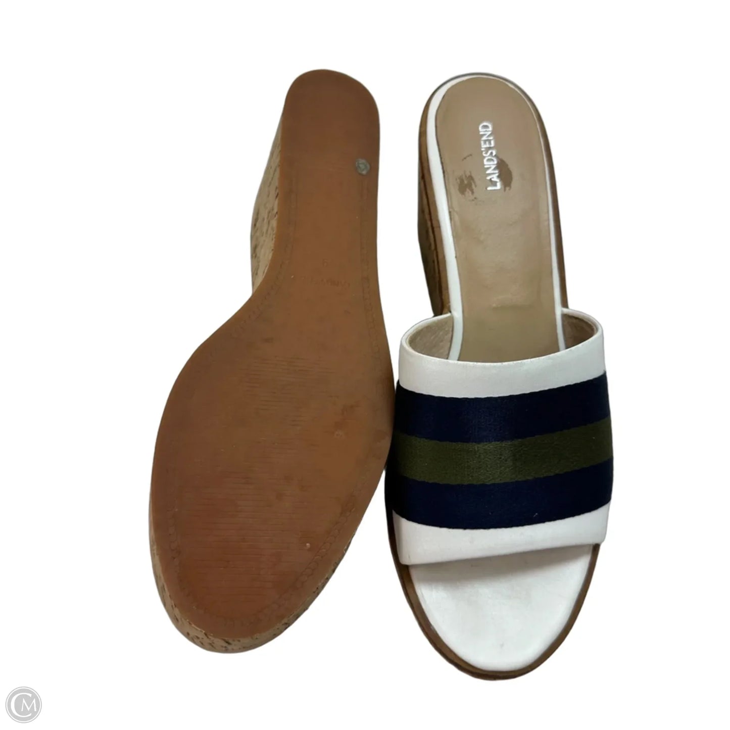 Sandals Heels Block By Lands End In White, Size: 9
