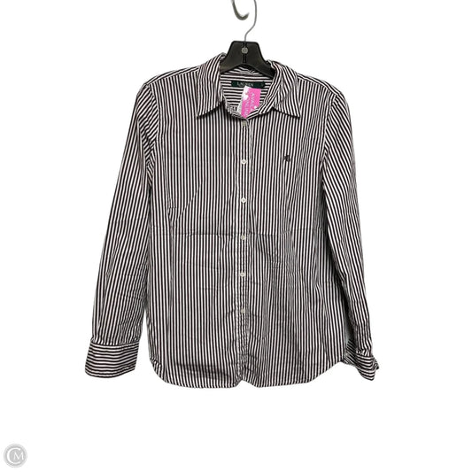 Top Long Sleeve Basic By Lauren By Ralph Lauren In Striped Pattern, Size: M