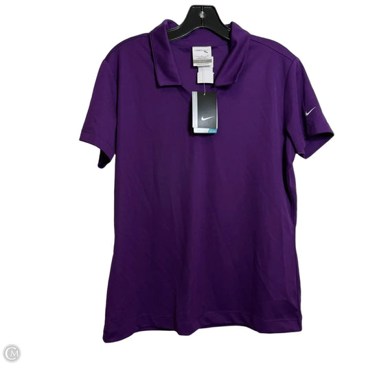 Athletic Top Short Sleeve By Nike In Purple, Size: L