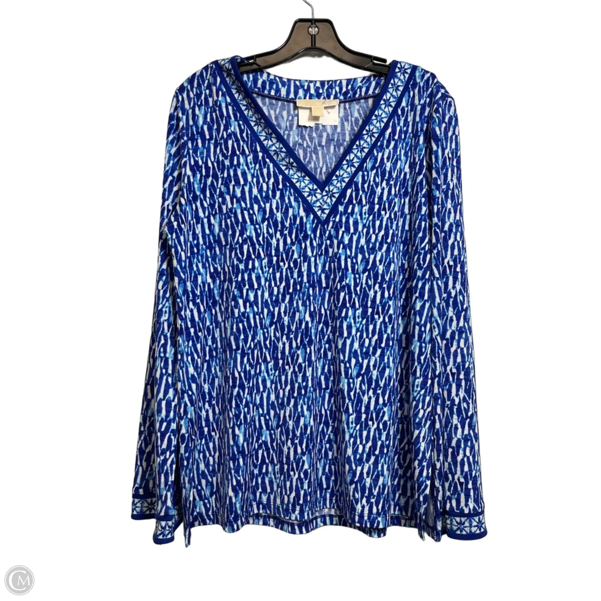 Top Long Sleeve Basic By Michael By Michael Kors In Blue & White, Size: L