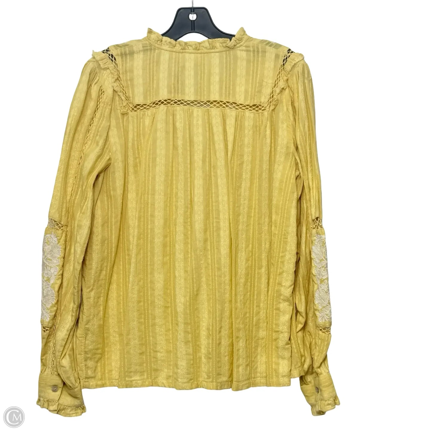 Top Long Sleeve By Logo In Yellow, Size: M