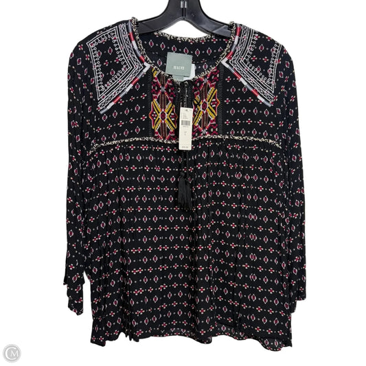 Top Long Sleeve Basic By Maeve In Black & Red, Size: L