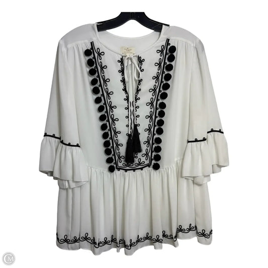 Top Short Sleeve Designer By Kate Spade In White, Size: L