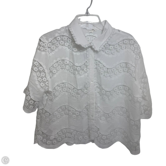 Top Short Sleeve By Ultra Pink In White, Size: L