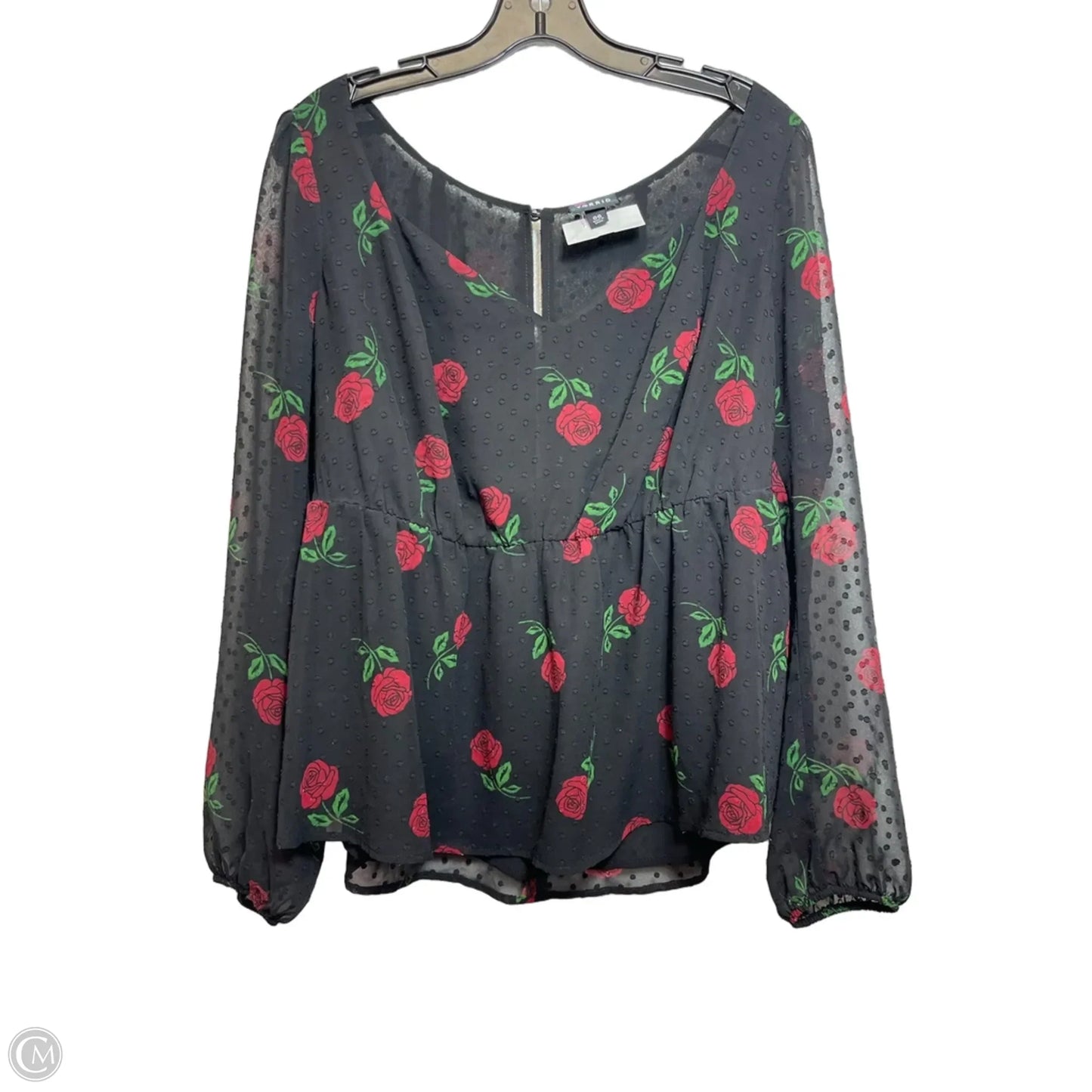 Top Long Sleeve By Torrid In Black & Red, Size: M