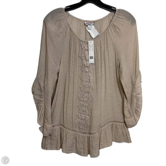 Top Long Sleeve Basic By Clothes Mentor In Beige, Size: S