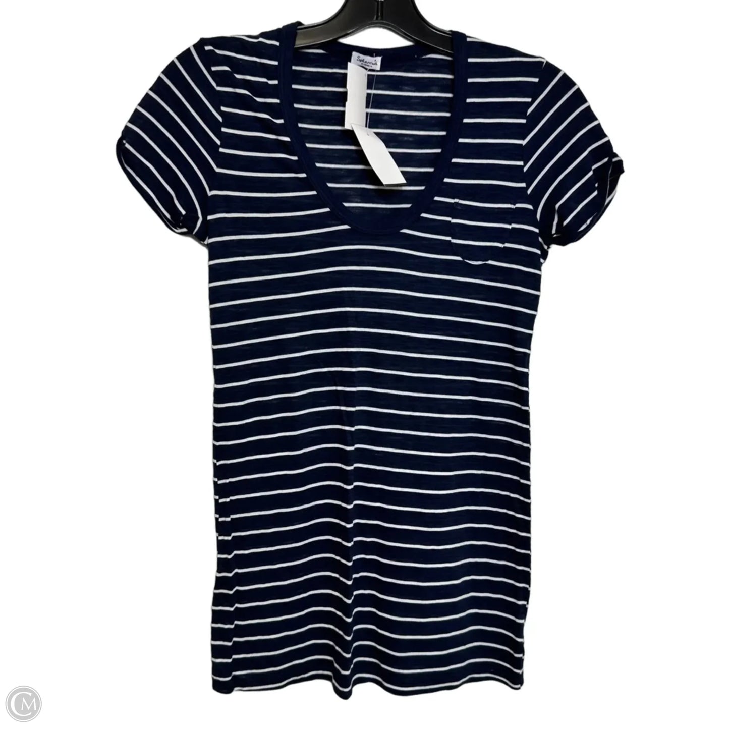 Top Short Sleeve Basic By Clothes Mentor In Blue & White, Size: Xs