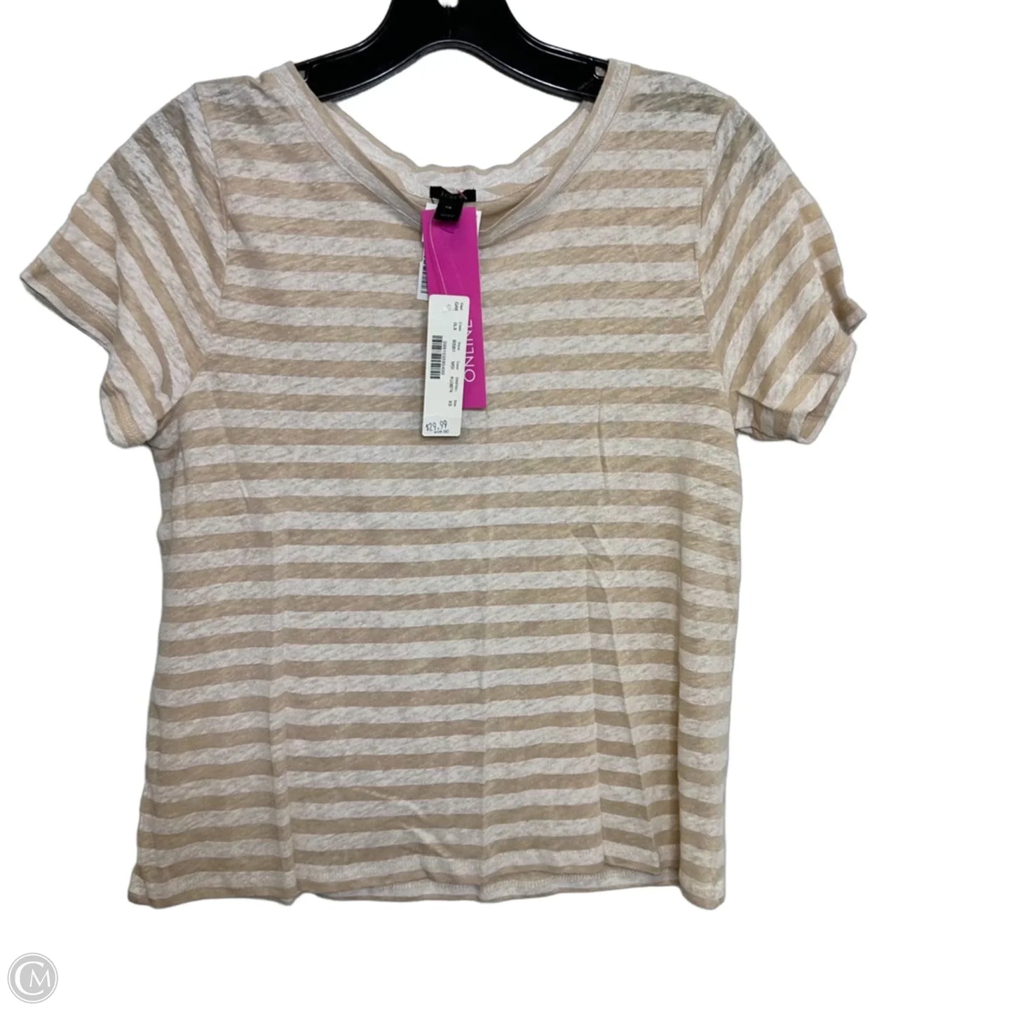 Top Short Sleeve Basic By J. Crew In Tan & White, Size: Xs