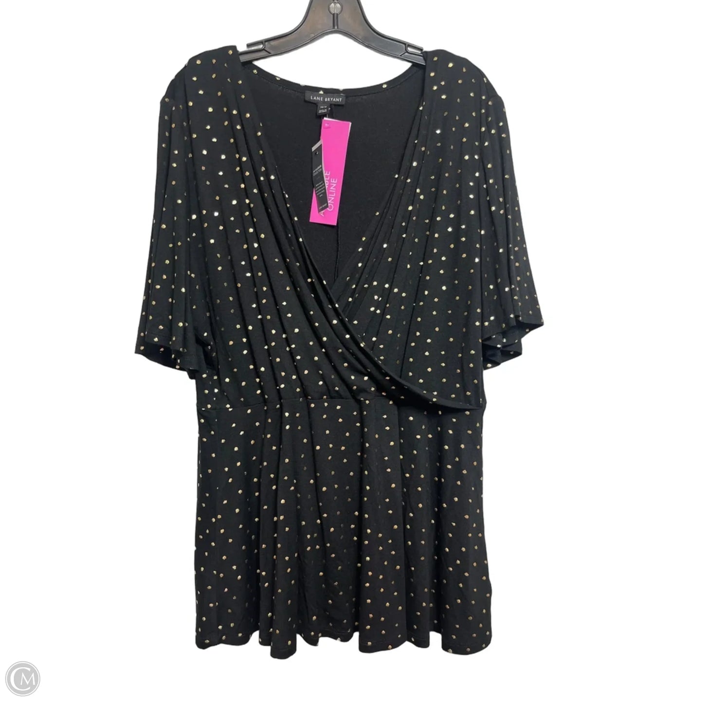 Top Short Sleeve By Lane Bryant In Black & Gold, Size: 14