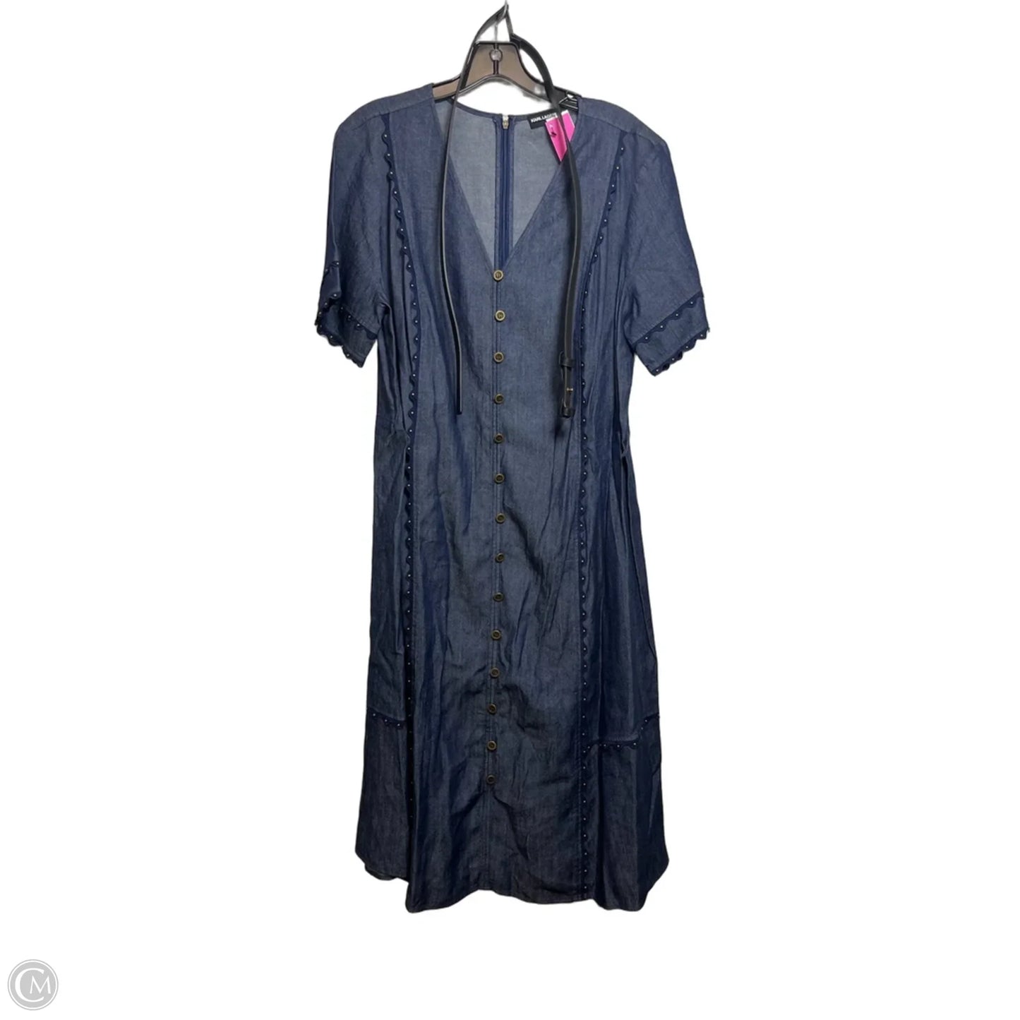 Dress Designer By Karl Lagerfeld In Blue Denim, Size: 14