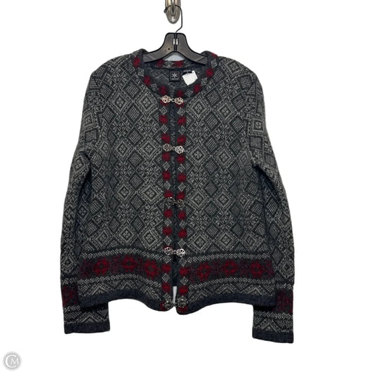 100% WOOL Sweater Cardigan By SKYR In Grey, Size: L
