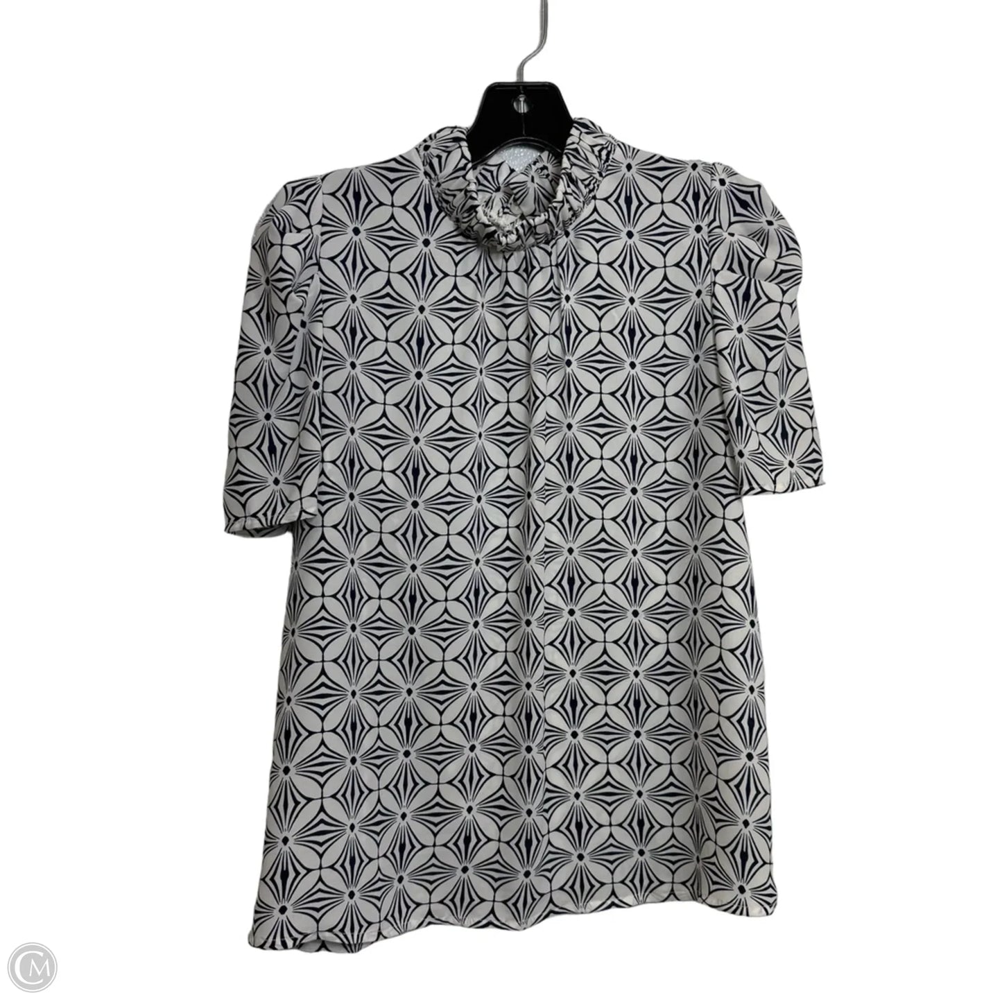 Top Short Sleeve By Loft In Blue & White, Size: M