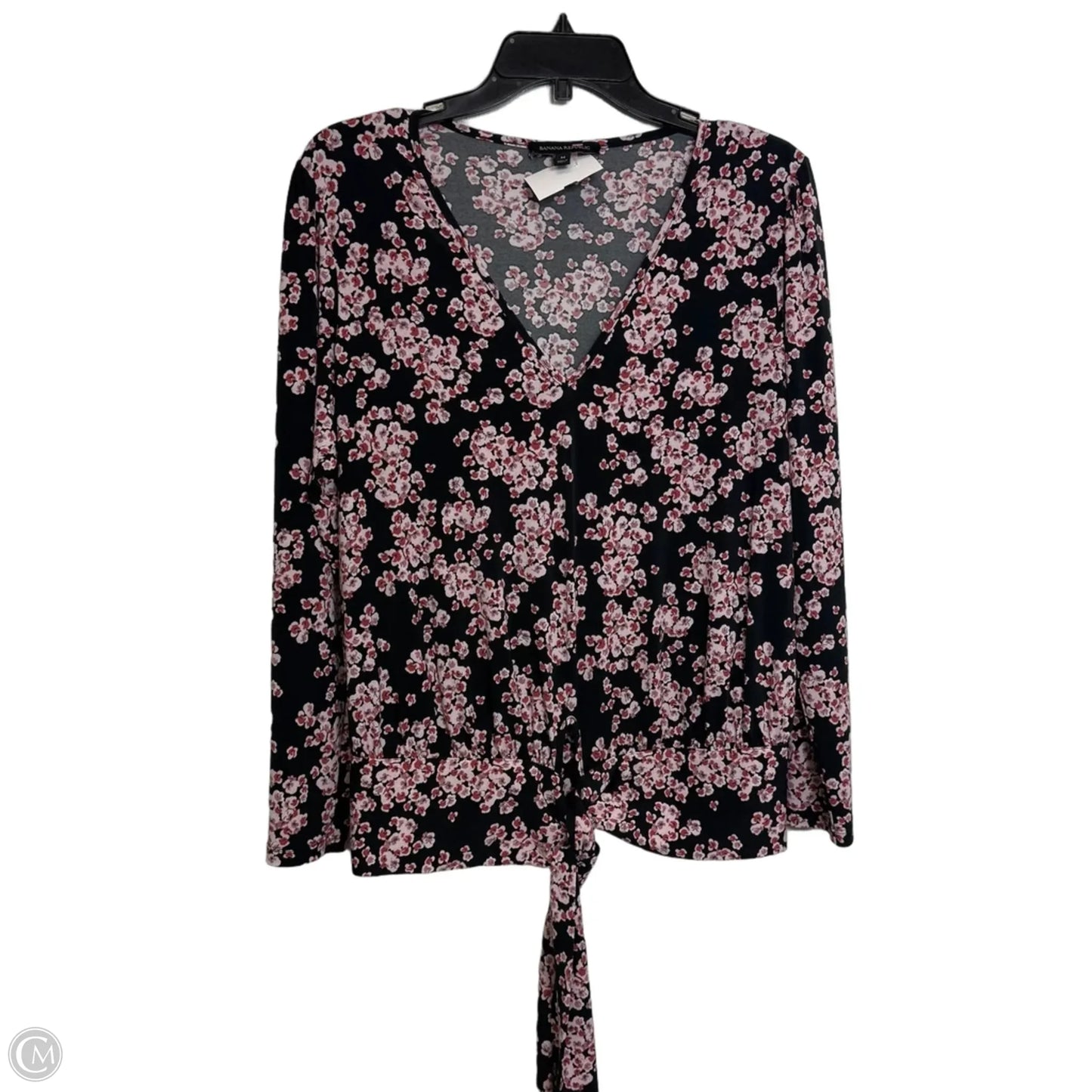 Top Long Sleeve By Banana Republic In Black & Pink, Size: M