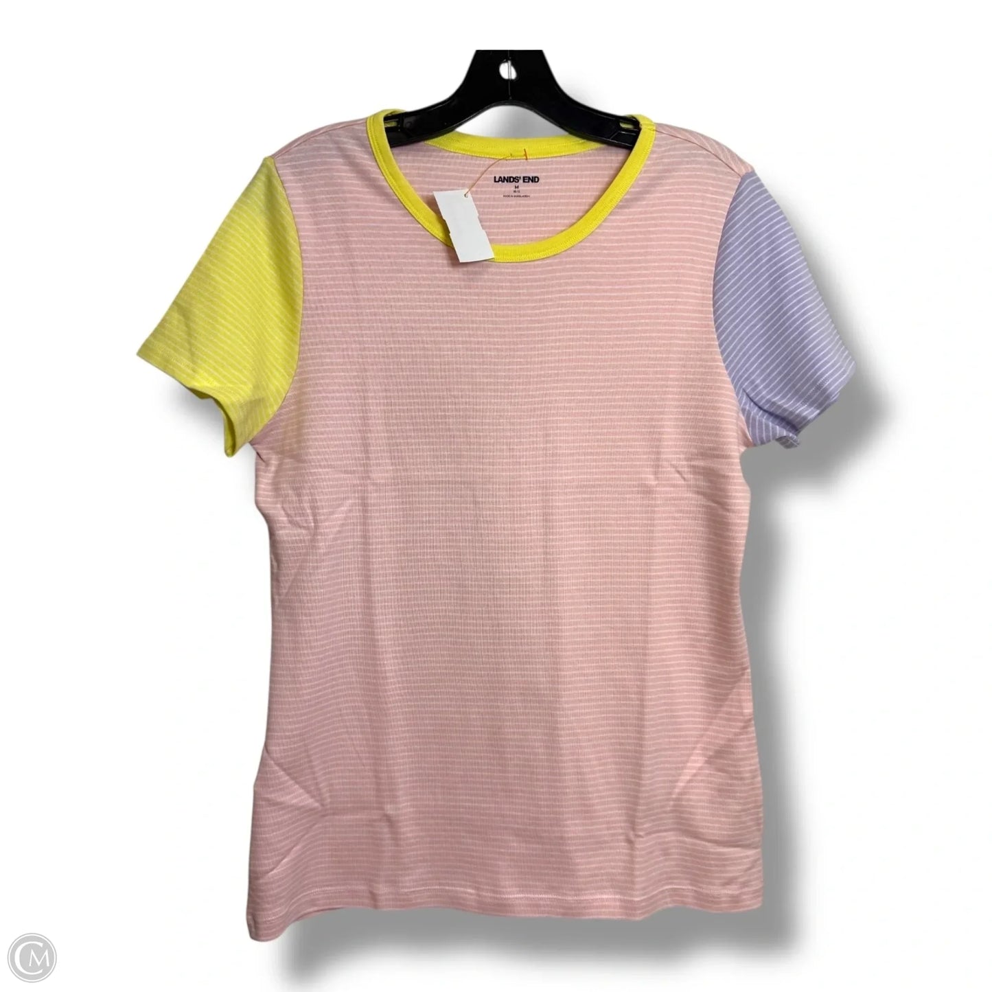 Top Short Sleeve Basic By Lands End In Blue & Yellow, Size: M