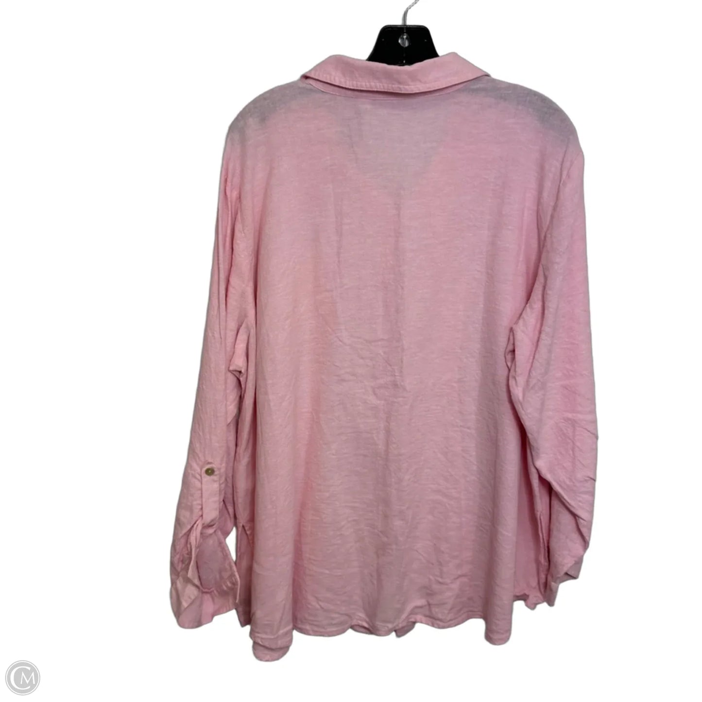 Top Long Sleeve Basic By Susan Graver In Pink, Size: 1x
