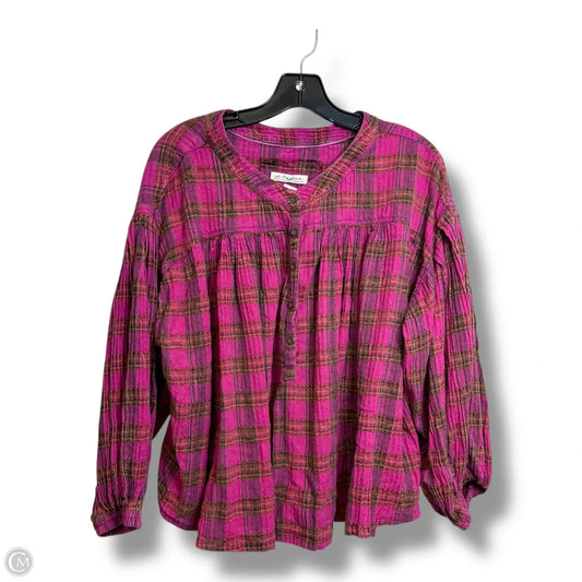Top Long Sleeve By We The Free In Plaid Pattern, Size: M