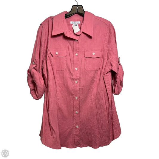 Top Long Sleeve By Liz Claiborne In Pink, Size: 2x