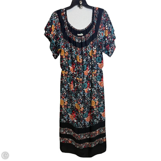 Dress Casual Midi By Loft In Floral Print, Size: Xl