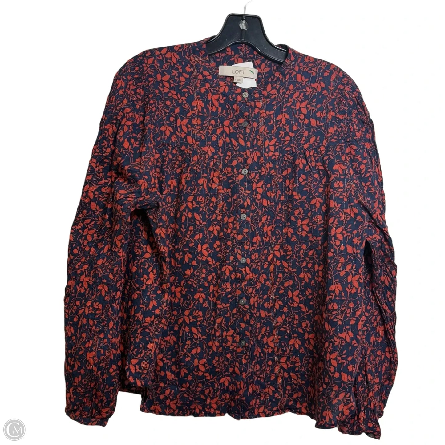 Top Long Sleeve By Loft In Blue & Orange, Size: M