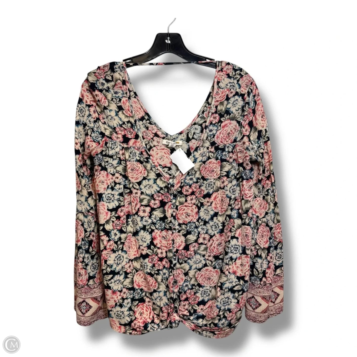 Top Long Sleeve By Billabong In Floral Print, Size: S