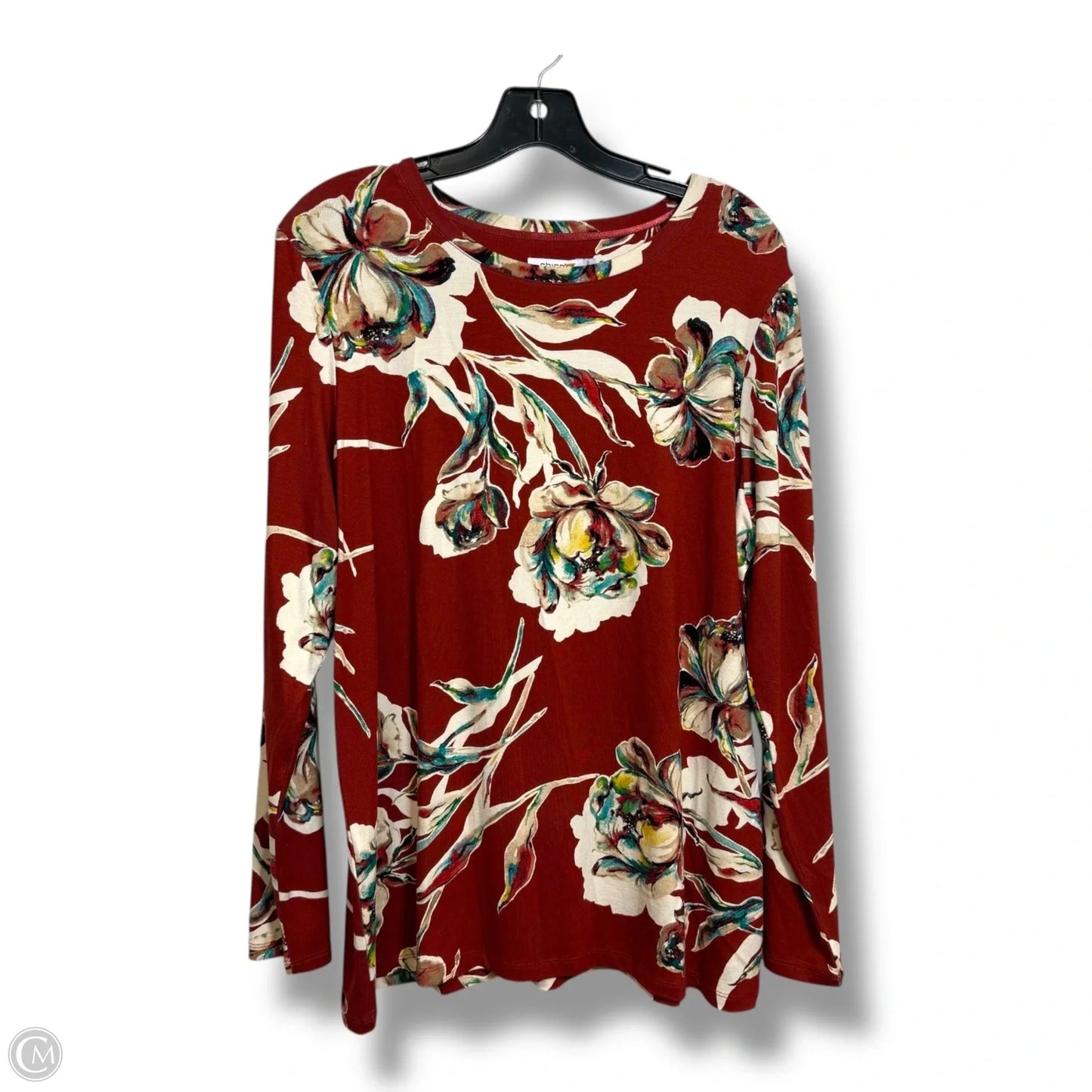 Top Long Sleeve By Chicos In Floral Print, Size: L