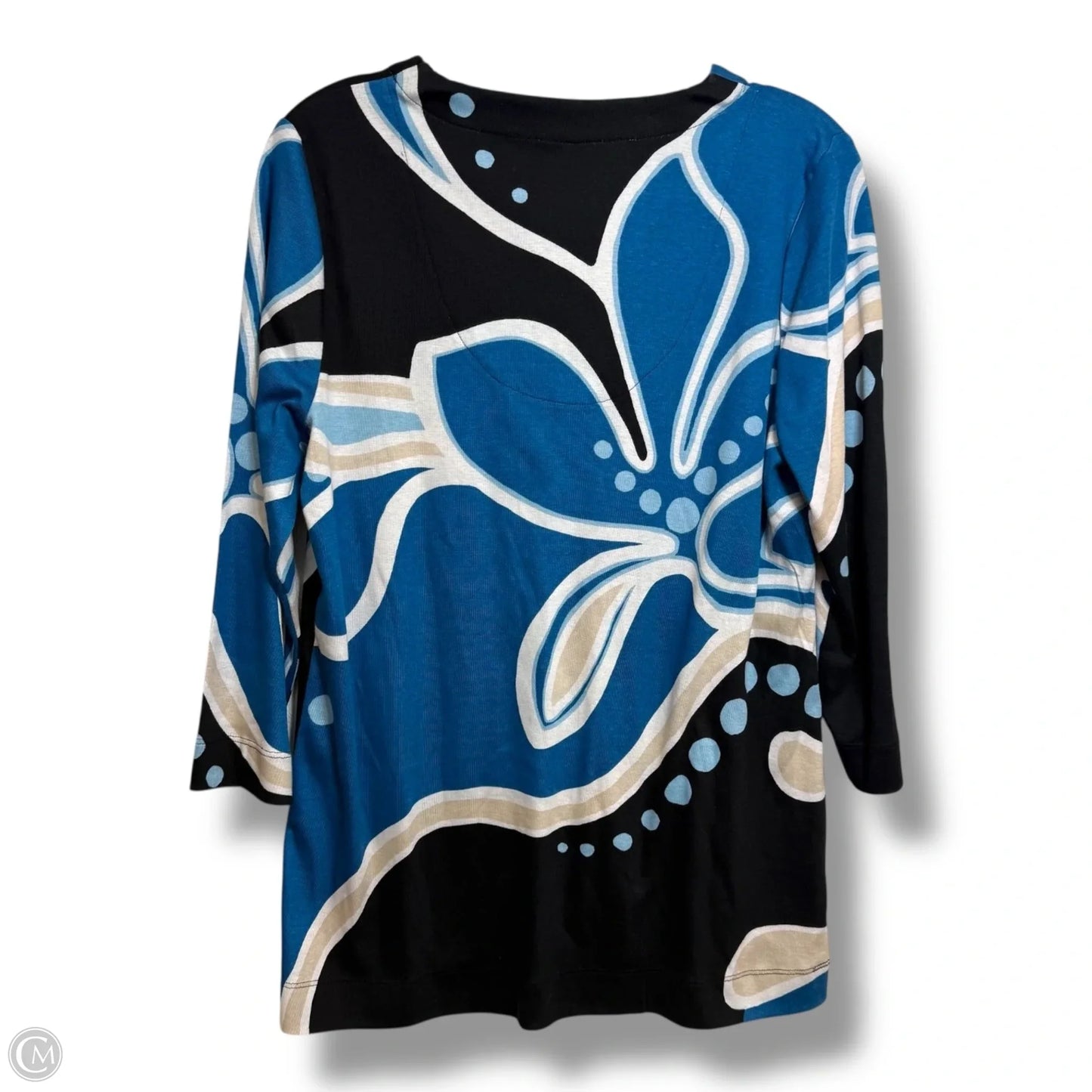 Top Long Sleeve By Chicos In Black & Blue, Size: L