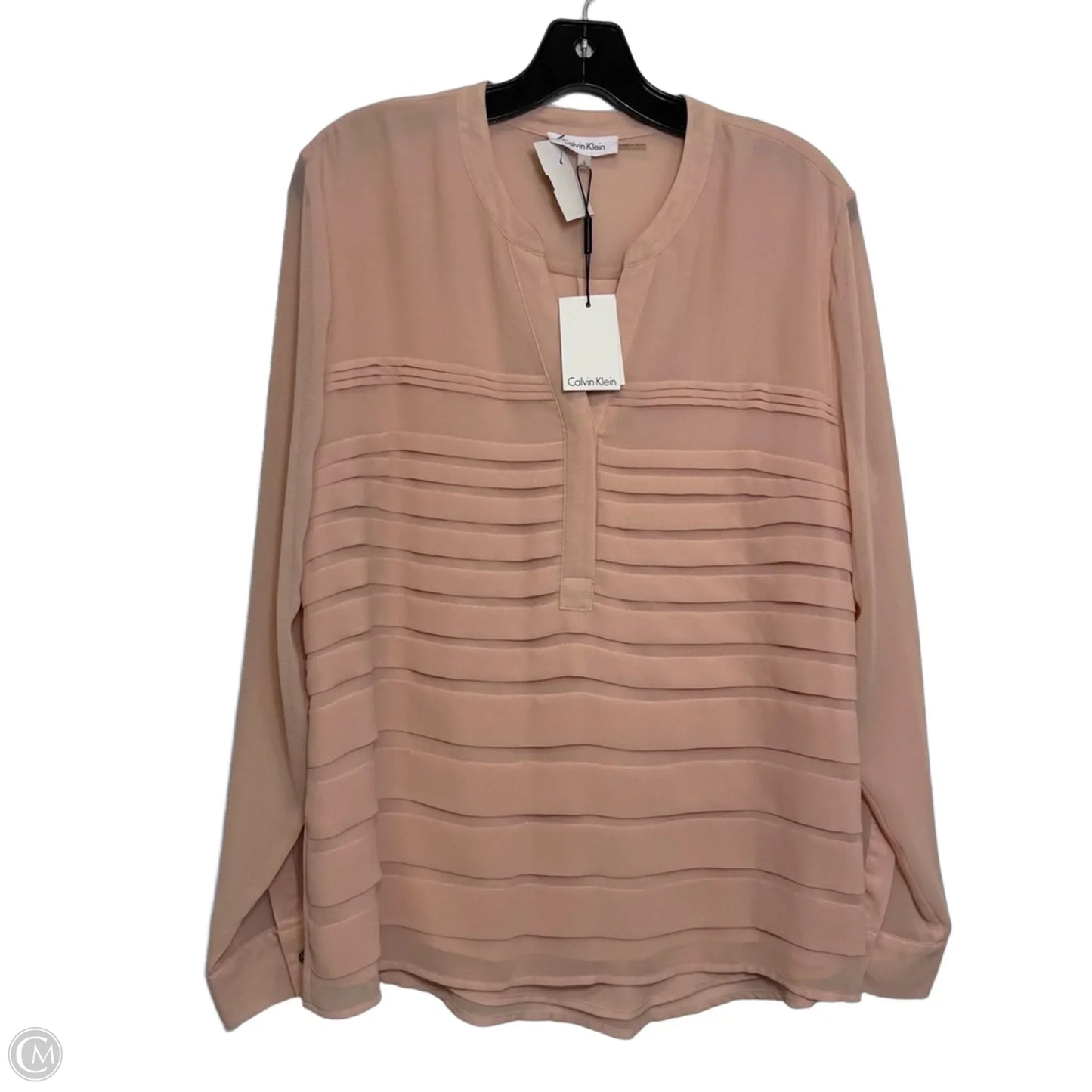 Top Long Sleeve By Calvin Klein In Pink, Size: L
