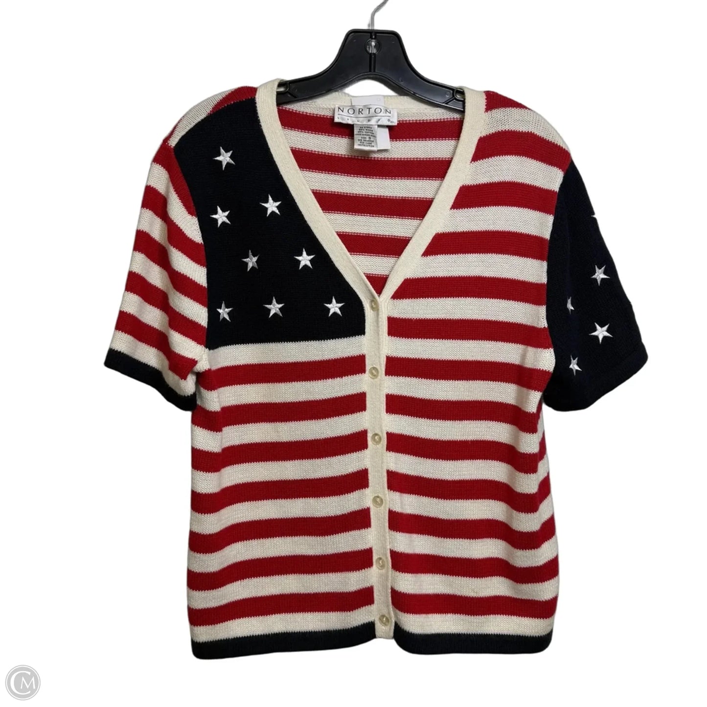 Top Short Sleeve By Norton Studio In Blue & Red & White, Size: S