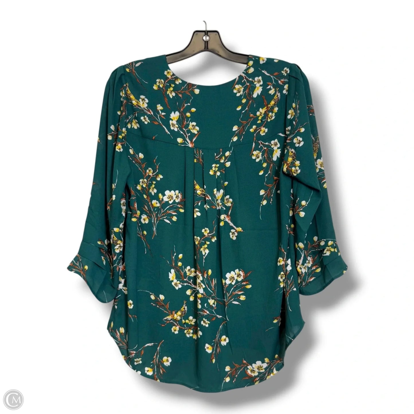 Top 3/4 Sleeve By Dr2 In Green & White, Size: M