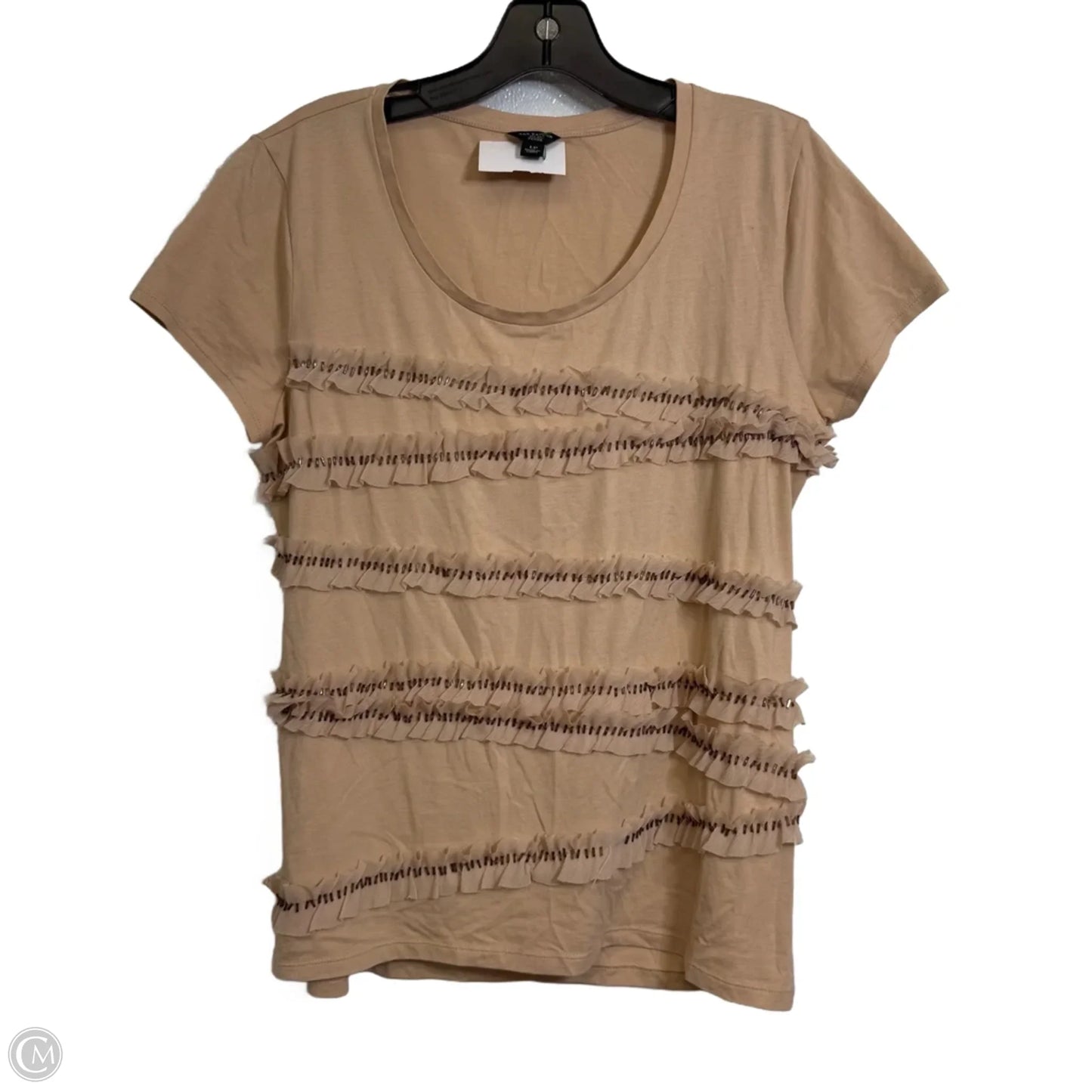 Top Short Sleeve By Ann Taylor In Cream, Size: Lp