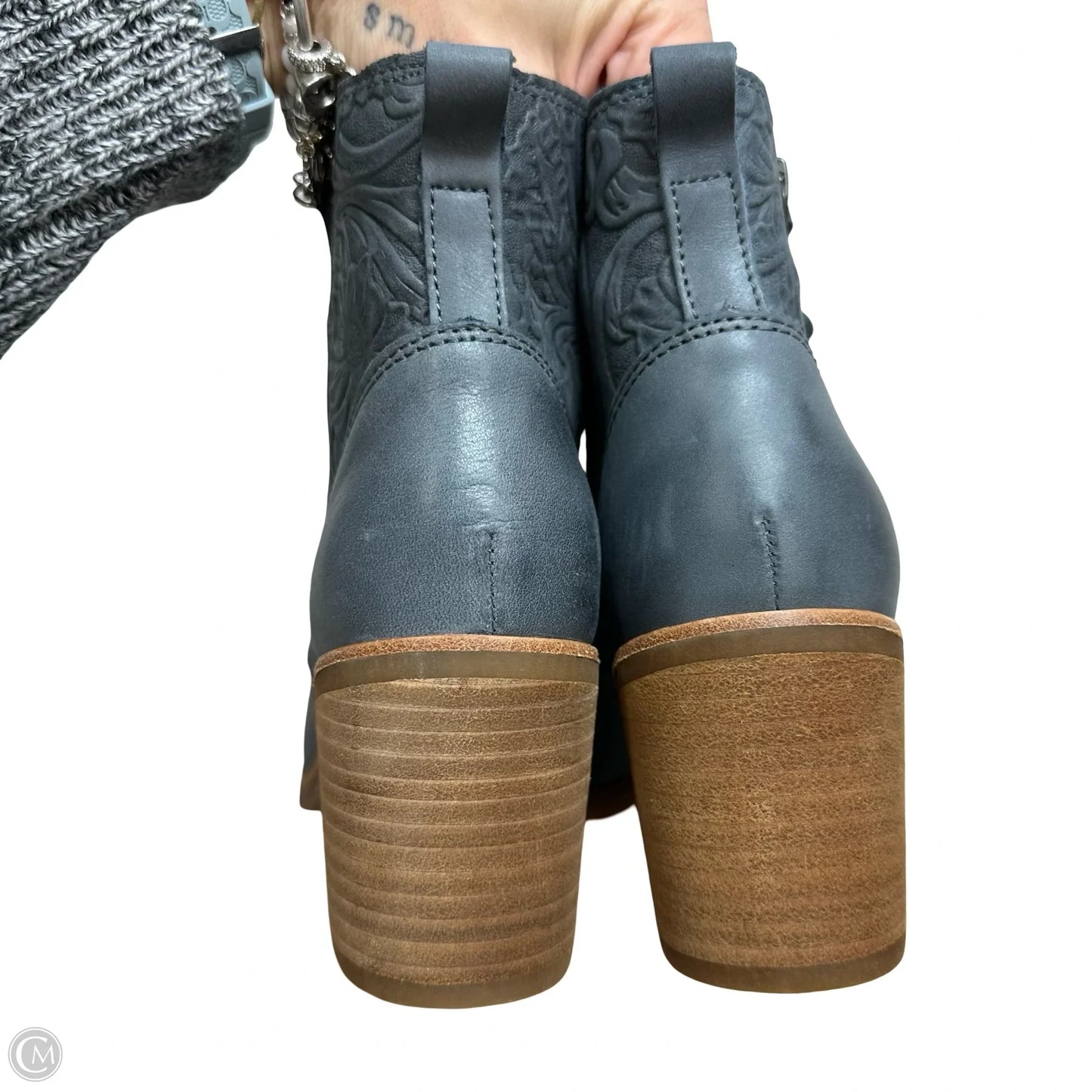 Boots Ankle Heels By Sofft In Grey, Size: 6.5