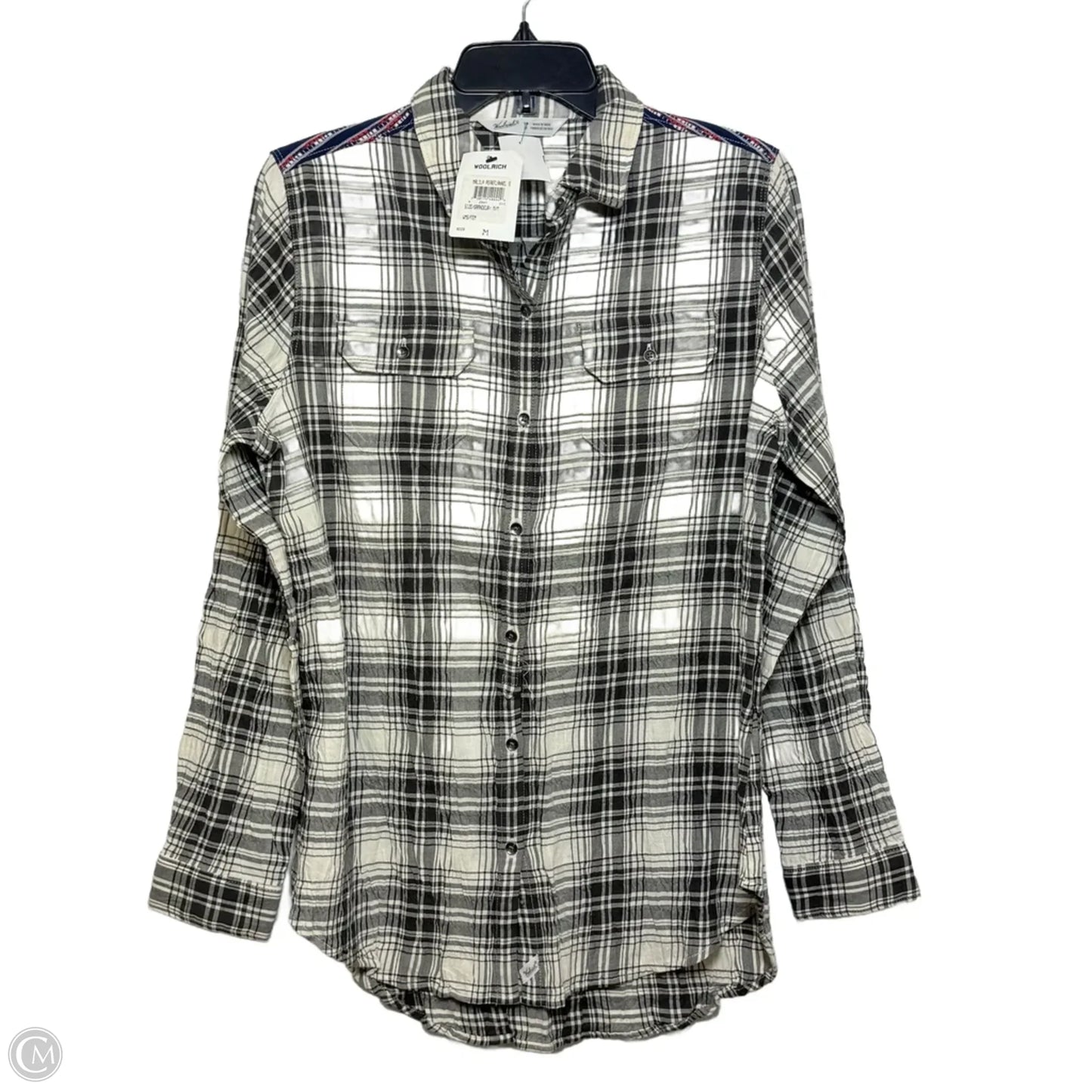Top Long Sleeve By Woolrich In Plaid Pattern, Size: M