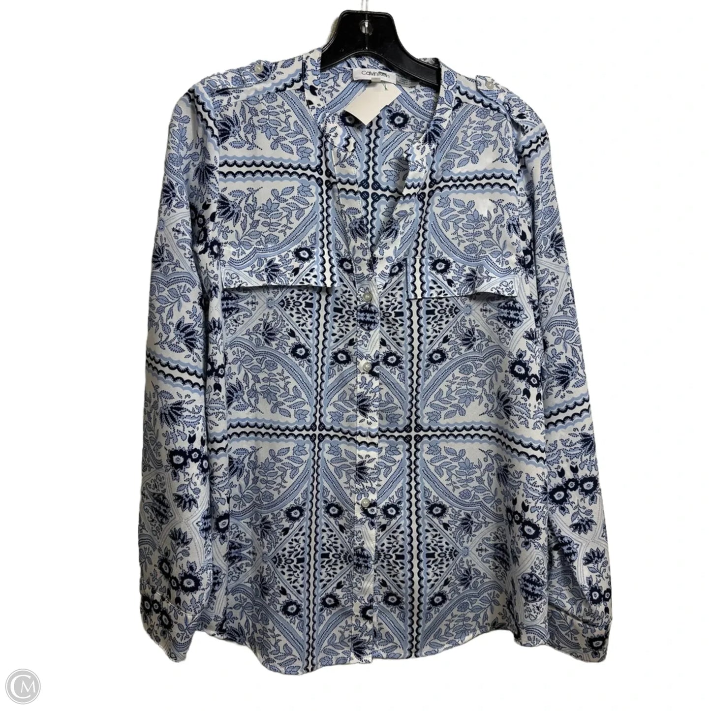 Top Long Sleeve By Calvin Klein In Paisley Print, Size: S