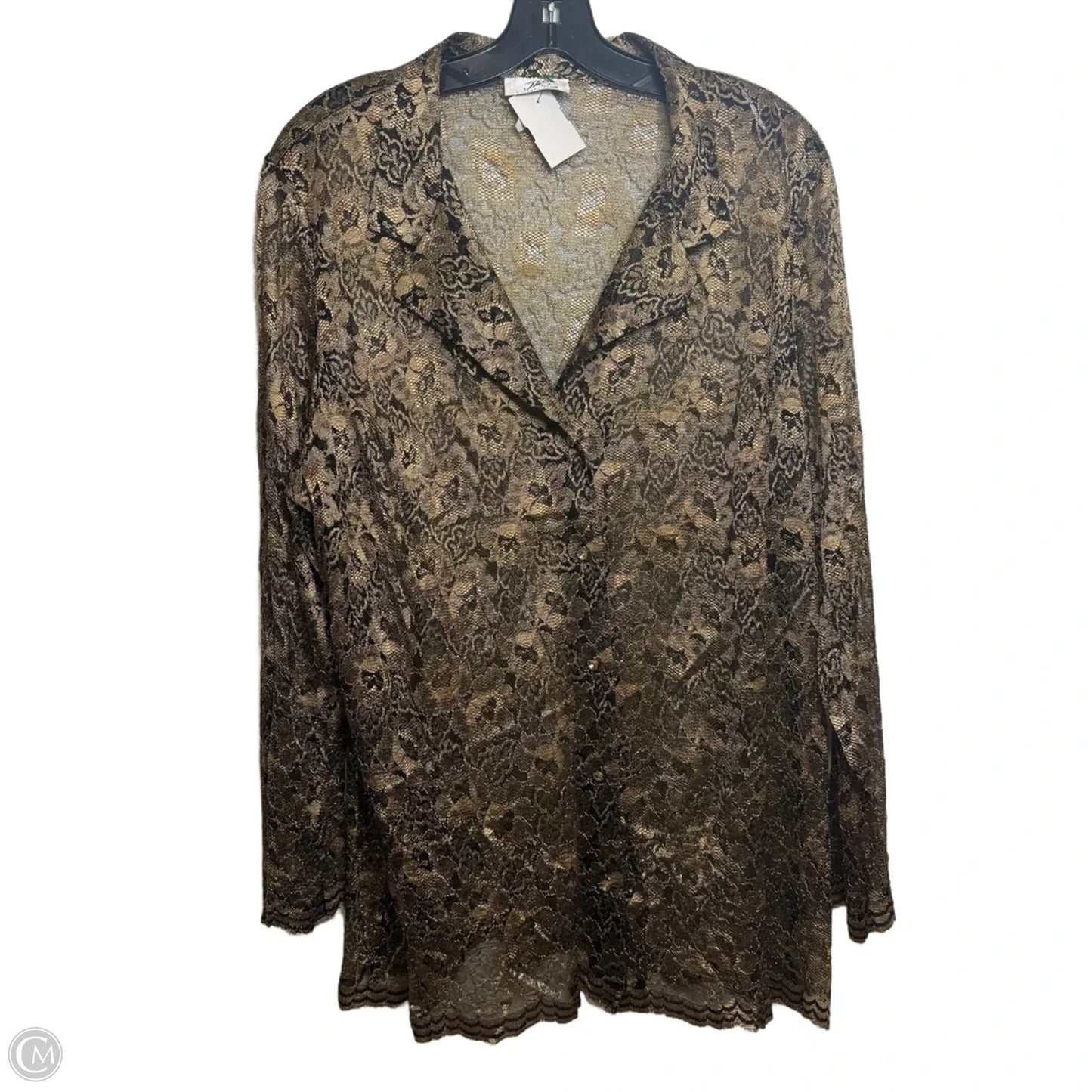 Top Long Sleeve By Clothes Mentor In Gold, Size: 2x