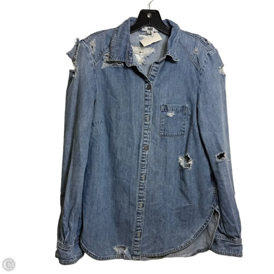 Top Long Sleeve By Paige In Blue Denim, Size: S