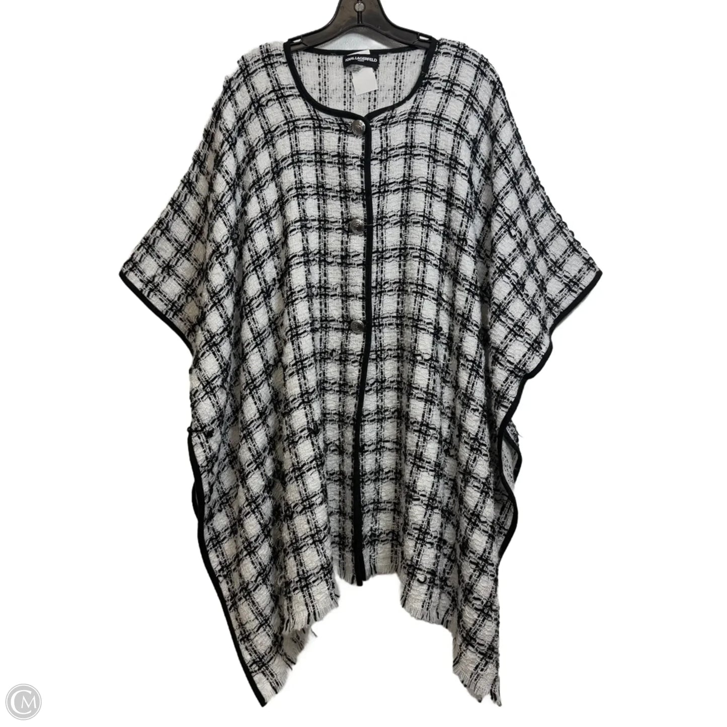 Poncho Designer By Karl Lagerfeld In Plaid Pattern, Size: Osfm