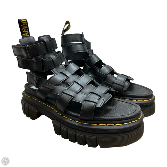 Ricki nappa lux Leather Platform Gladiator Sandal Flats By Dr Martens In Black, Size: 9