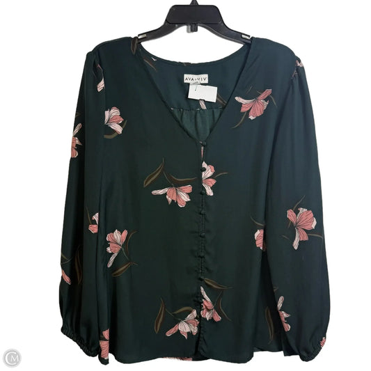 Top Long Sleeve By Ava & Viv In Green, Size: 2x