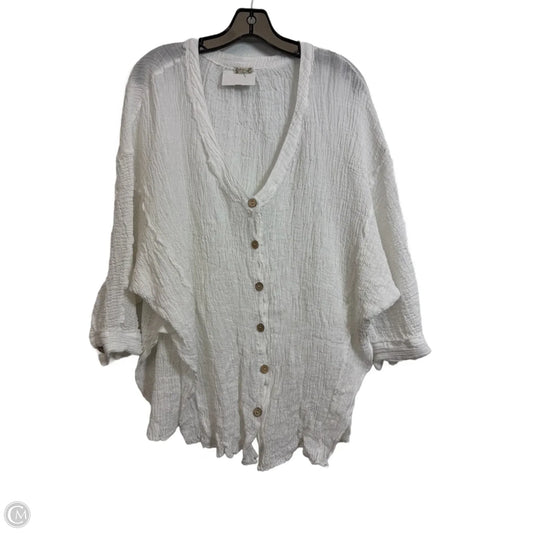 Top 3/4 Sleeve By Free People In White, Size: S