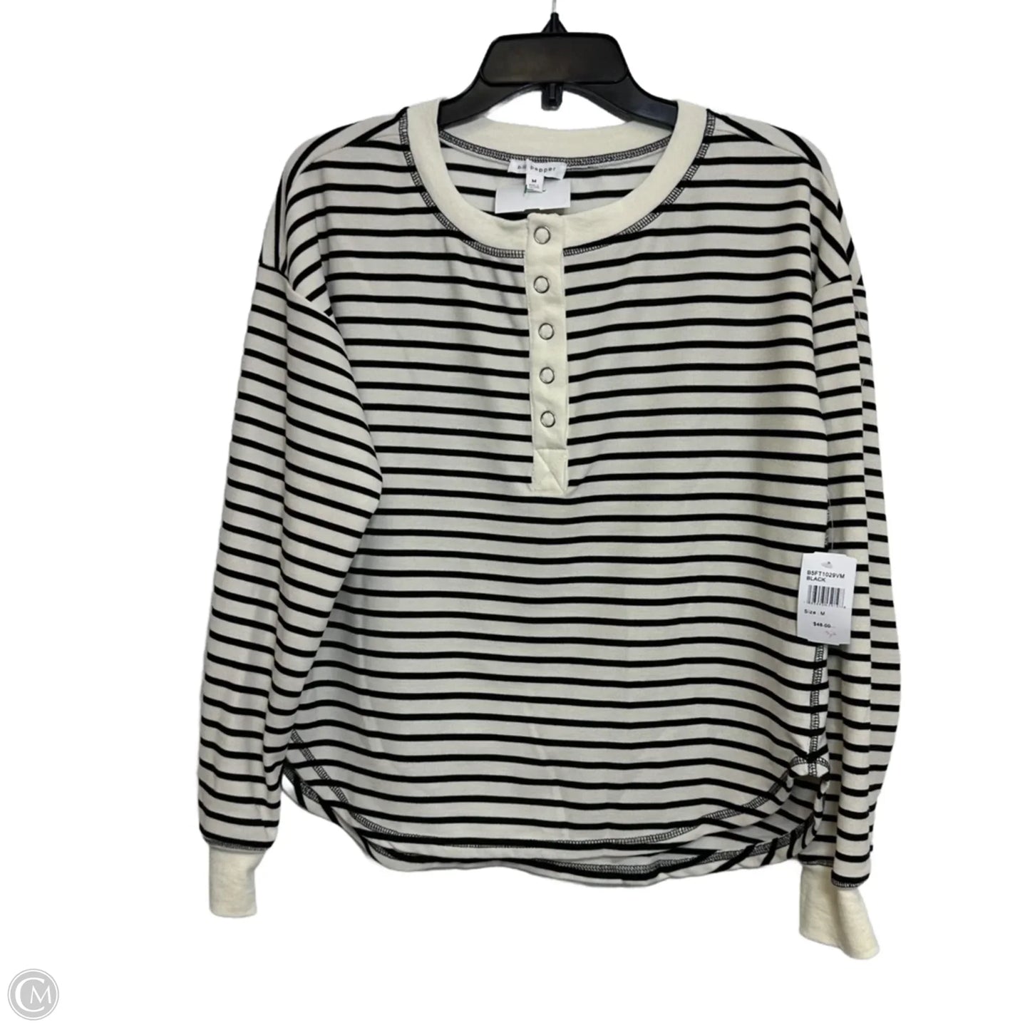 Top Long Sleeve By Blu Pepper In Striped Pattern, Size: M