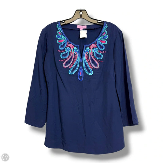 Top Long Sleeve Designer By Lilly Pulitzer In Navy, Size: S
