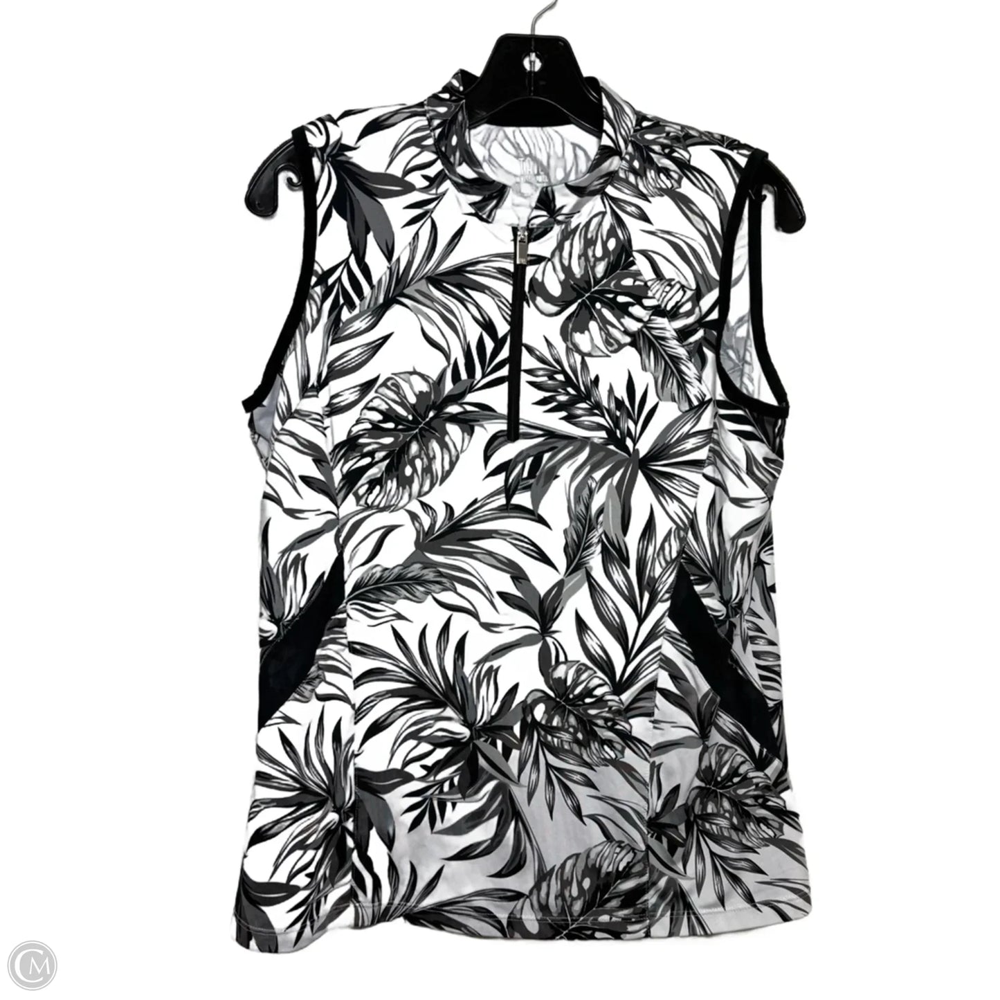 Athletic Top Short Sleeve By Tail In Black & White, Size: L