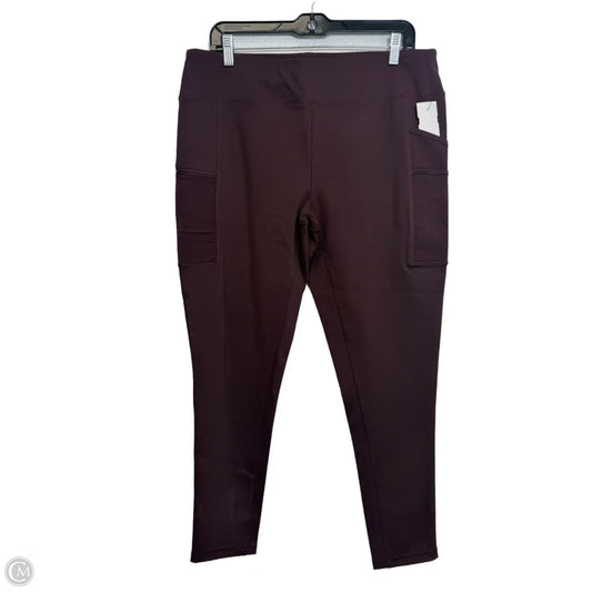 Athletic Leggings By Carhartt In Maroon, Size: L